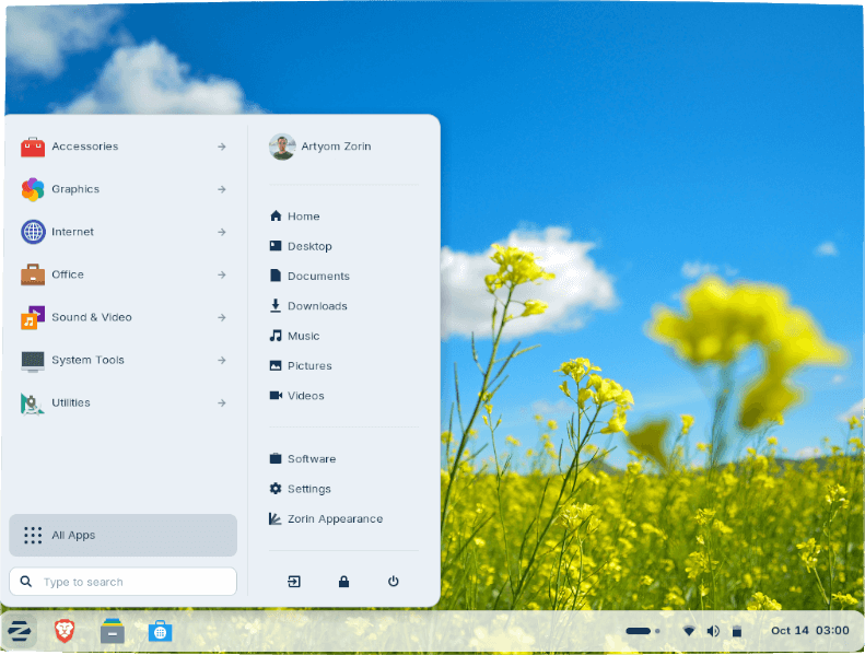 Schermata del desktop Zorin OS con interfaccia familiare per utenti provenienti da Windows